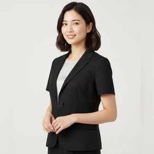 Anne Klein Black Women's Short Sleeve Blazer
